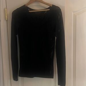 ALO Yoga Black Perforated Knit Top